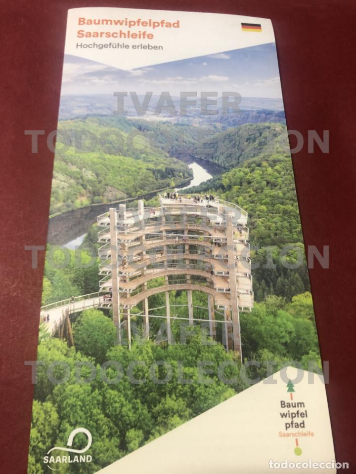 Folhetos de turismo: FOLLETO PASEO SOBRE LOS ARBOLES Y MIRADOR DEL MEANDRO DEL RIO SARRE EN SAARLAND, ALEMANIA