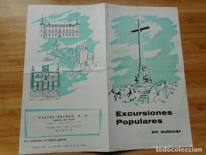 Tourismusbrosch&uuml;ren: ANTIGUO DIPTICO EXCURSIONES POPULARES AUTOCAR. VIAJES BAIXAS MADRID 1967