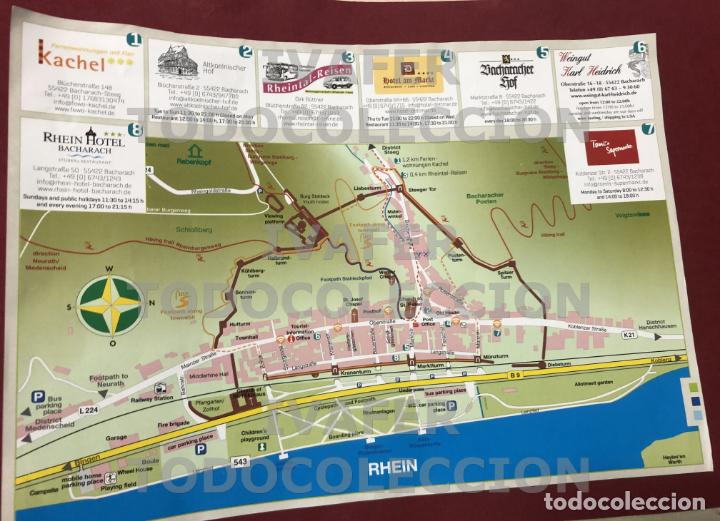 Brochures de tourisme: MAPA DE BACHARACH, HERMOSO PUEBLO A ORILLAS DEL RIN, HISTORIA Y LUGARES DE INTERES, EN INGLES