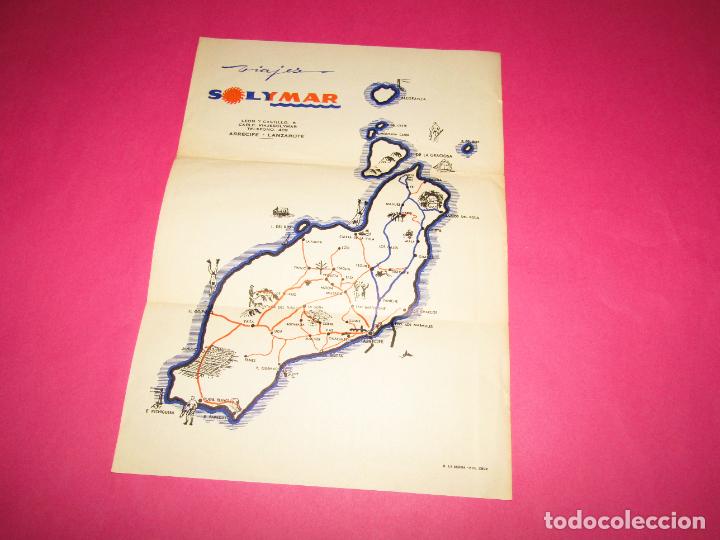 Tourismusbrosch&uuml;ren: Antiguo Folleto Tr&iacute;ptico Publicidad de Viajes SOLYMAR de Arrecife - Lanzarote - A&ntilde;o 1950s.