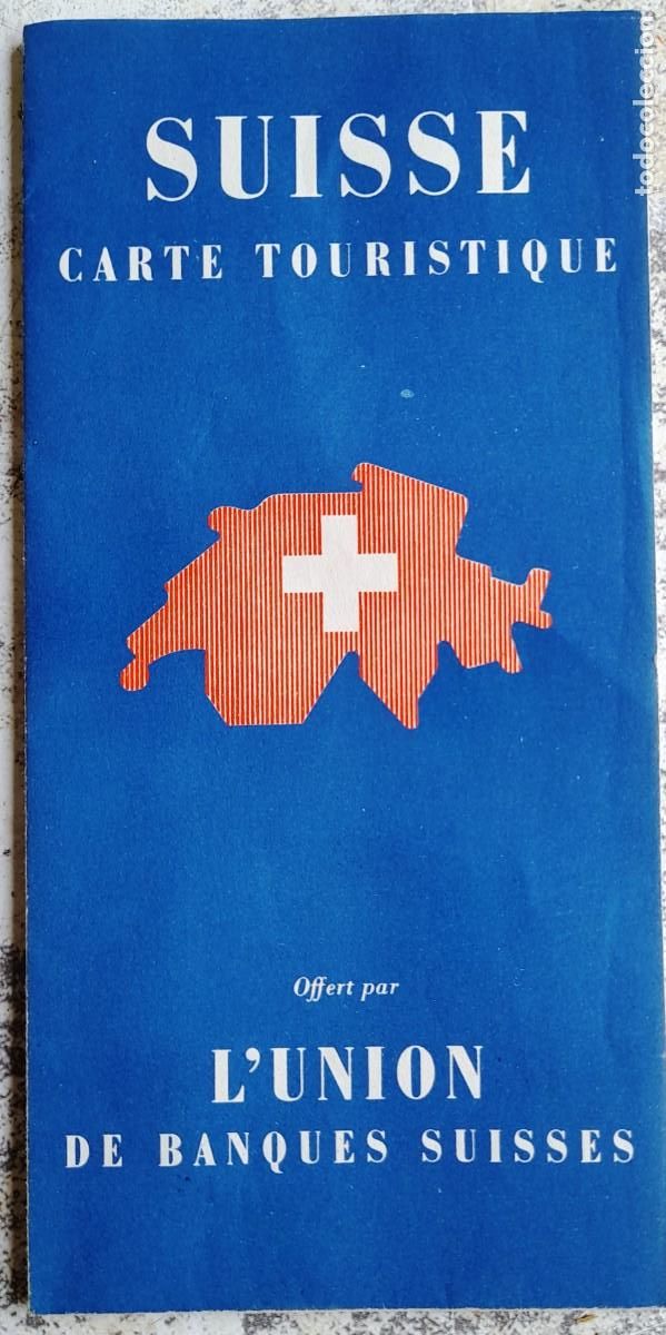 Tourismusbrosch&uuml;ren: 50/60&acute;s ca. SWITZERLAND CARTE/MAPA TOURISTIQUE OFFERT PAR UNION DE BANQUES SUISSES, franc&eacute;s e ingl&eacute;s