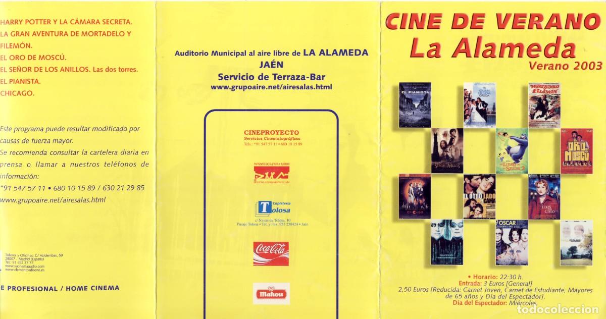 Tourismusbrosch&uuml;ren: JAEN.- CINE DE VERANO LA ALAMEDA.- VERANO 2003.-