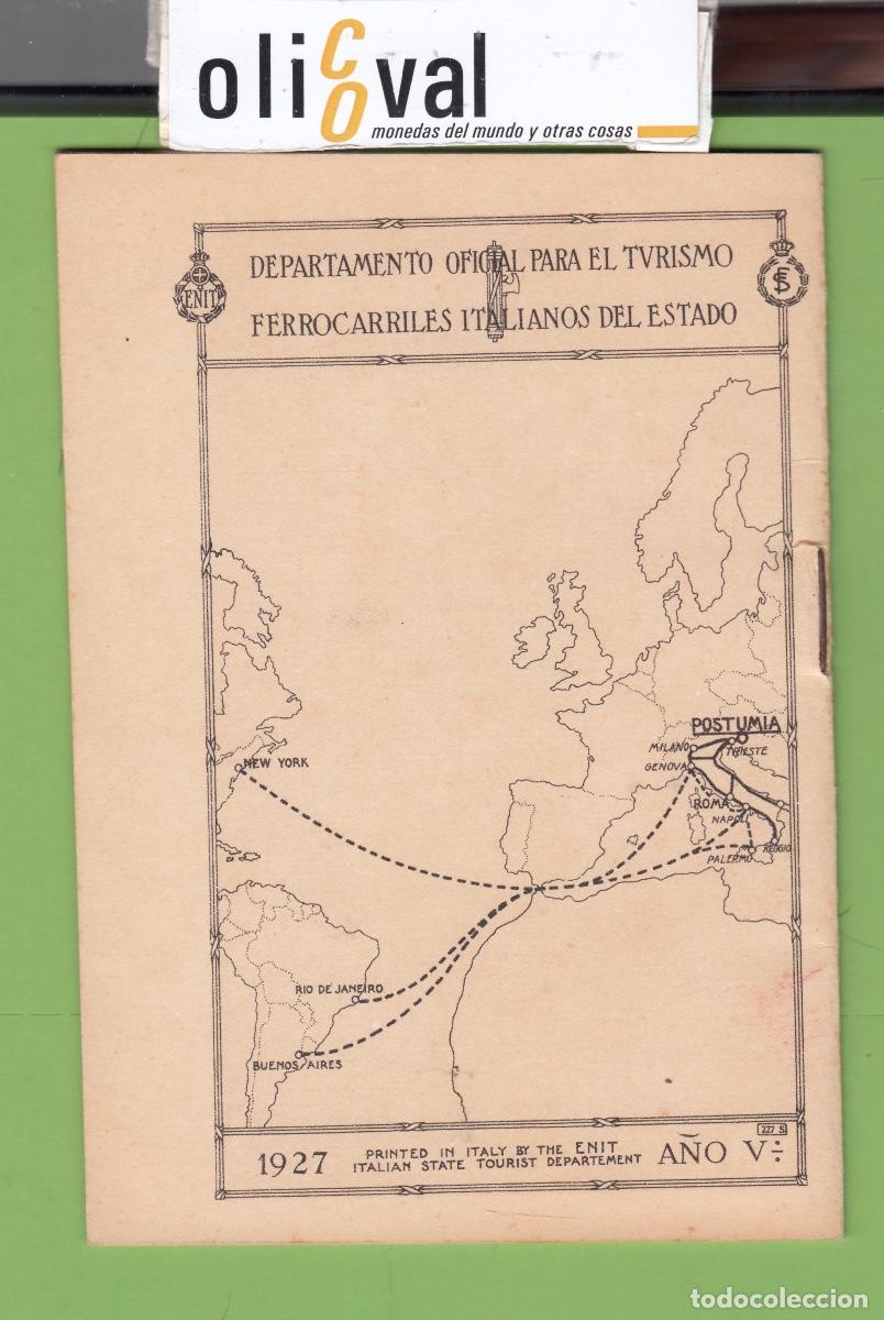 Tourismusbrosch&uuml;ren: DORSO PUBLICITARIO DE FERROCARILES ITALIANOS DEL ESTADO 1927 A&Ntilde;O V