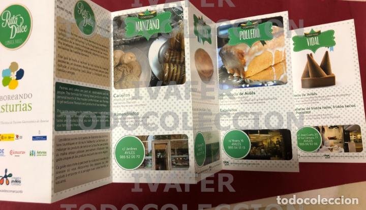 Folletos de turismo: FOLLETO DESPLEGABLE RUTA DULCE DE AVILES, ASTURIAS, ESTABLECIMIENTOS Y ESPECIALIDADES, EN 3 IDIOMAS