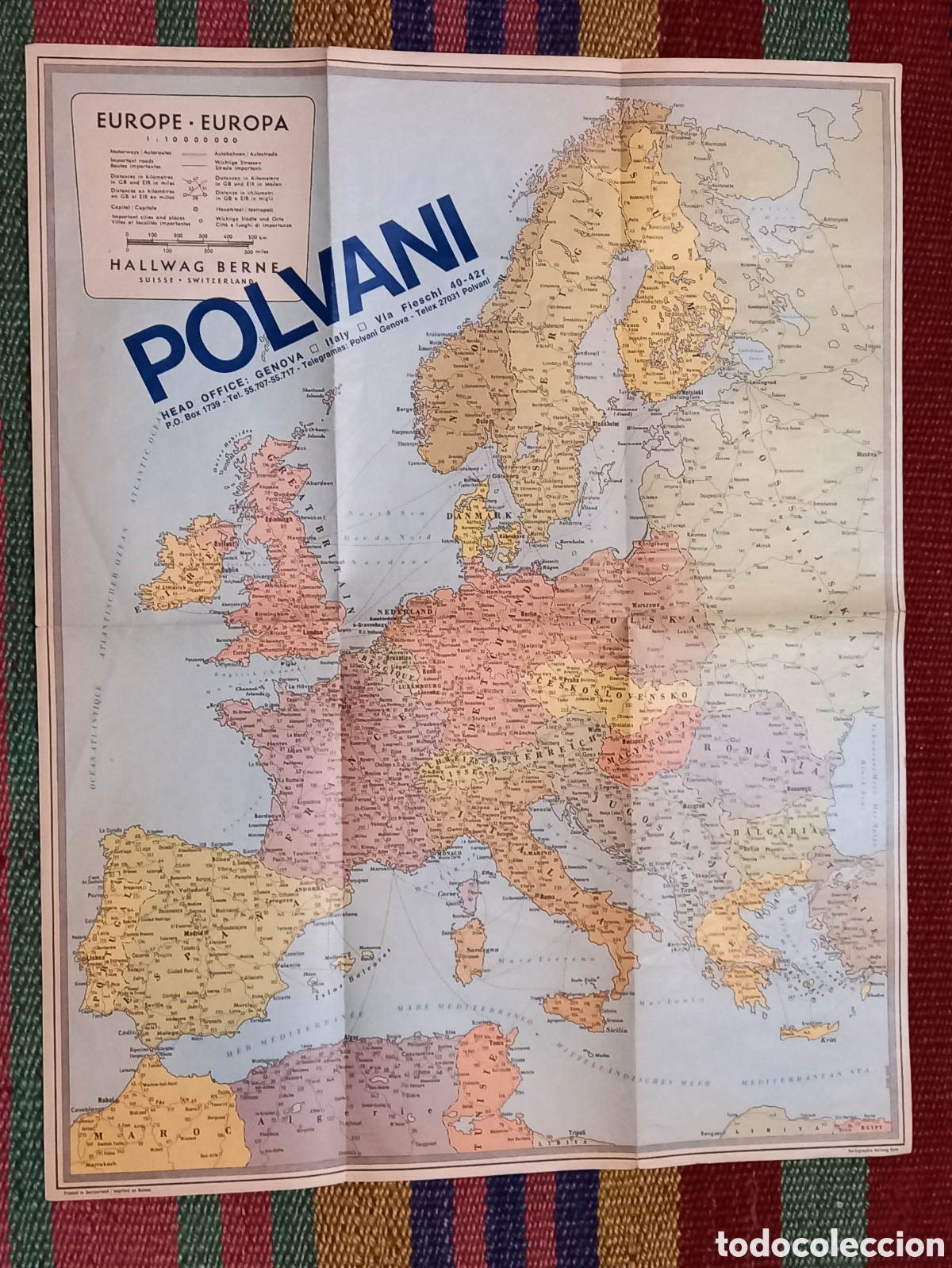 Tourismusbrosch&uuml;ren: Antiguo mapa de Europa publicidad Agencia Turismo Polvani - Genova