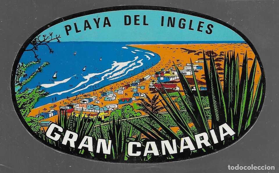 Brochures de tourisme: PEGATINAS, GRAN CANARIAS- PLAYA DEL INGLES.- MIDE:_11 X 7 C.M. DOBLE VISION- VER FOTOS