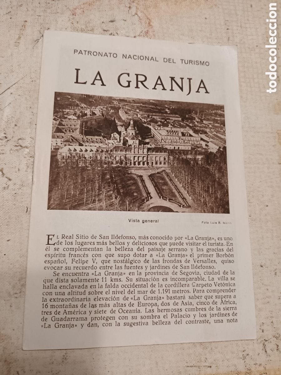 Tourismusbrosch&uuml;ren: LA GRANJA. SEGOVIA. A&Ntilde;OS 30. SIN ESTRENAR. VER FOTOS.