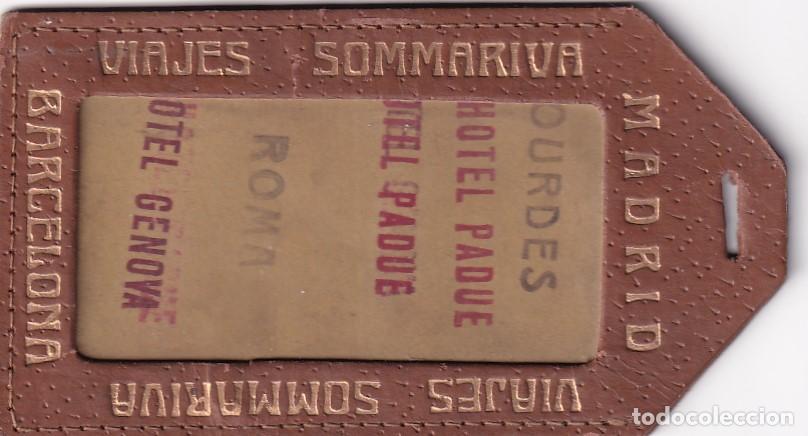 Folletos de turismo: Etiqueta en piel o similar para maleta Viajes sommariva Madrid Barcelona 13,50 x 7,50 cm