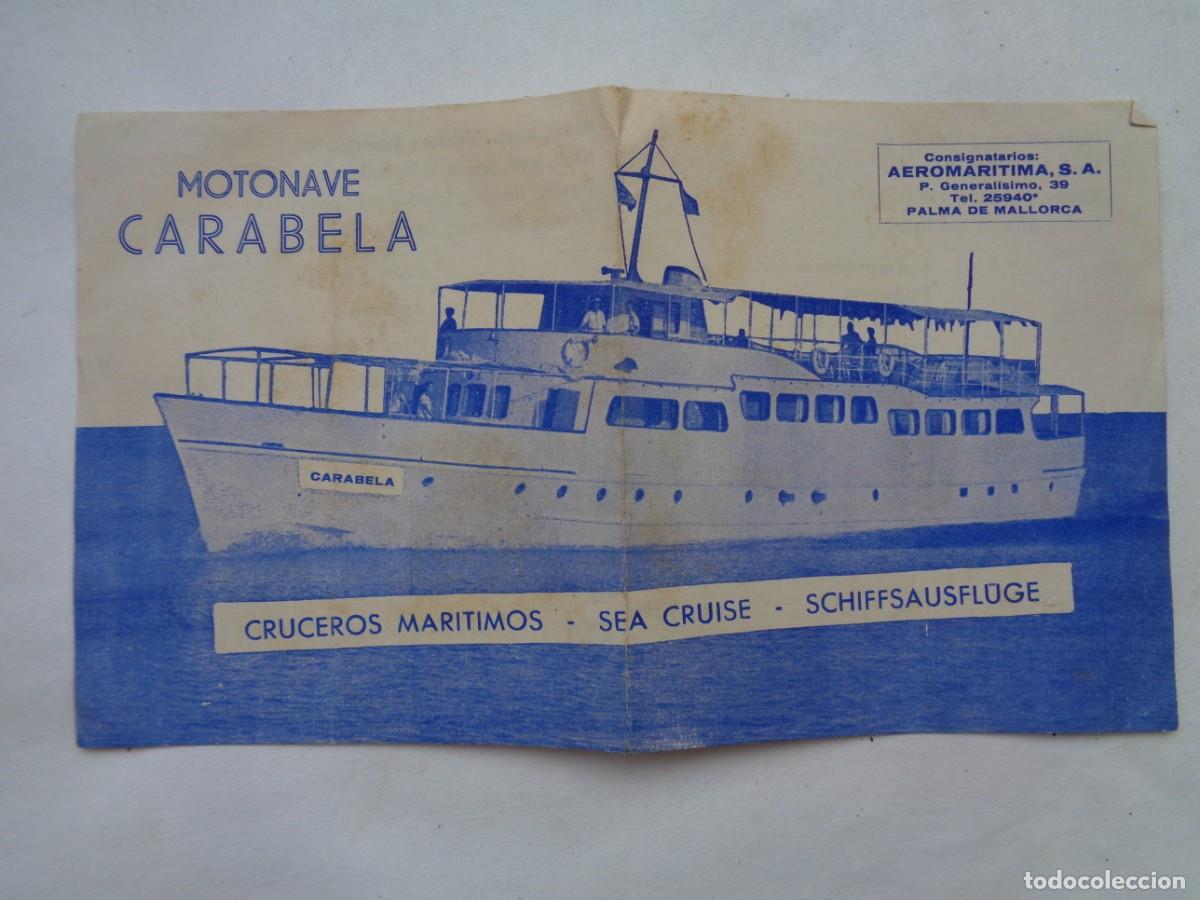 Travel Brochures: FOLLETO DE MOTONAVE CARABELA , CRUCEROS MARITIMOS AEROMARITIMA SA., MALLORCA, A&Ntilde;OS 60