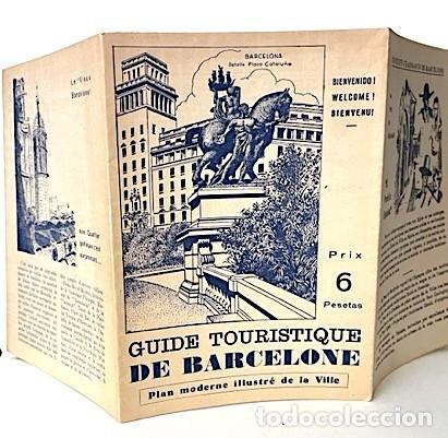 Tourismusbrosch&uuml;ren: GUIDE TOURISTIQUE DE BARCELONE. Plan moderne illustr&eacute; de la Ville. A&ntilde;os 50. Buen estado