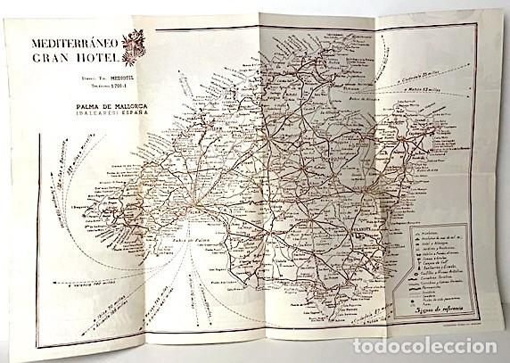 Brochures de tourisme: MAPA de MALLORCA. Mediterr&aacute;neo Gran Hotel. (gran mapa de Mallorca. fotos en huecograbado. Buen estad
