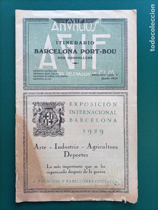 Travel Brochures: AGIF ANUNCIOS BARCELONA PORT BOU EXPO INTERNACIONAL BARCELONA 1929