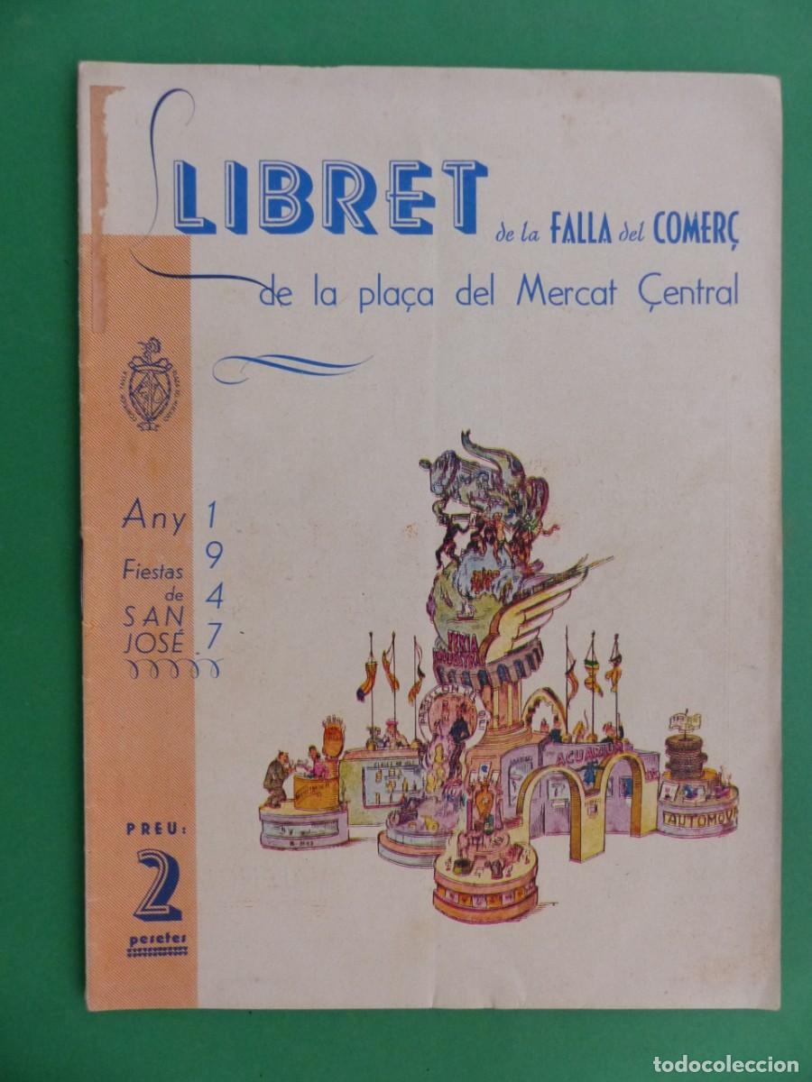 Travel Brochures: VALENCIA, LLIBRET DE FALLAS - A&Ntilde;O 1947, PLAZA MERCAT CENTRAL