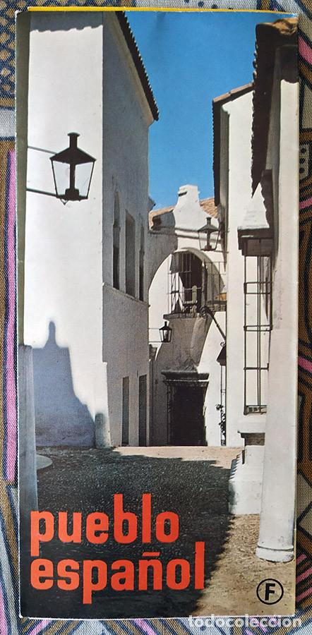 Tourismusbrosch&uuml;ren: Folleto desplegable del &rdquo;PUEBLO ESPA&Ntilde;OL&rdquo;. Edici&oacute;n en franc&eacute;s. De los a&ntilde;os 70.