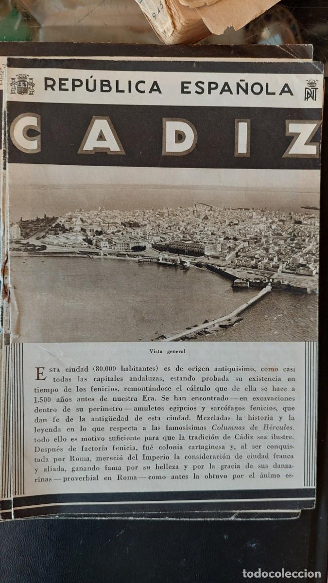 Folhetos de turismo: C&aacute;diz Folleto tur&iacute;stico editado por Patronato Nacional de turismo Rep&uacute;blica espa&ntilde;ola