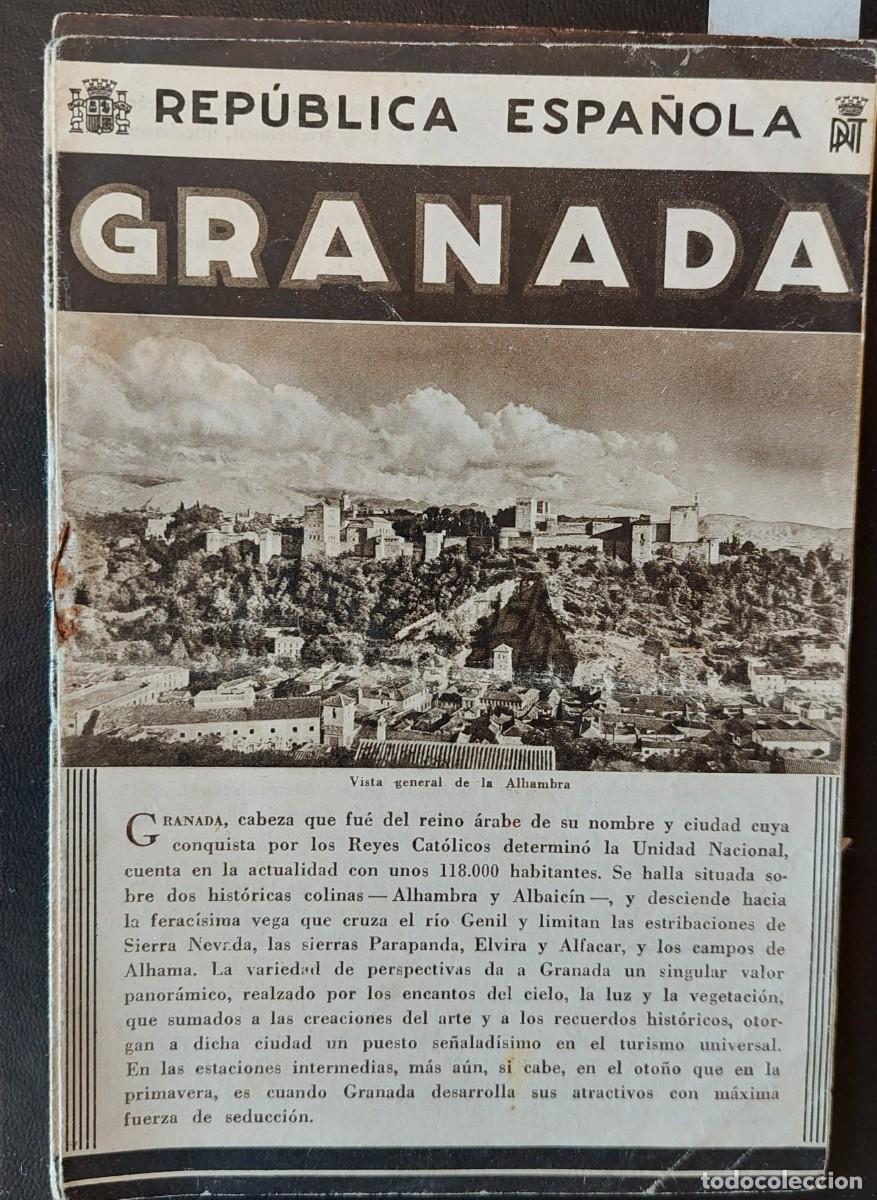 Folhetos de turismo: Granada folleto tur&iacute;stico editado por Patronato Nacional de turismo Rep&uacute;blica espa&ntilde;ola