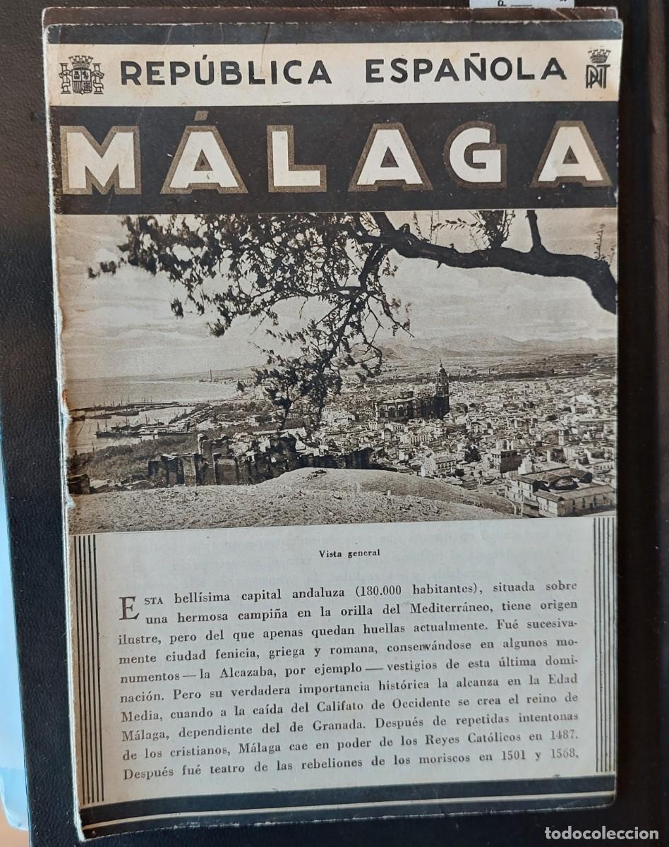 Folhetos de turismo: M&aacute;laga folleto tur&iacute;stico editado por Patronato Nacional de turismo Rep&uacute;blica espa&ntilde;ola