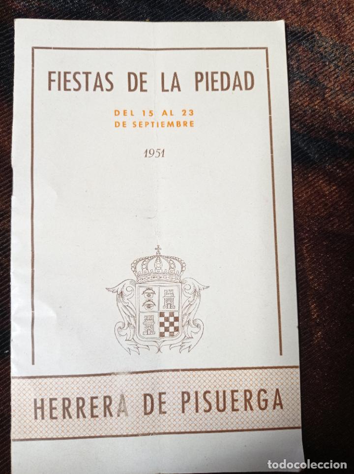 Brochures de tourisme: FOLLETO FIESTAS DE LA PIEDAD 1951 HERRERA DE PISUERGA