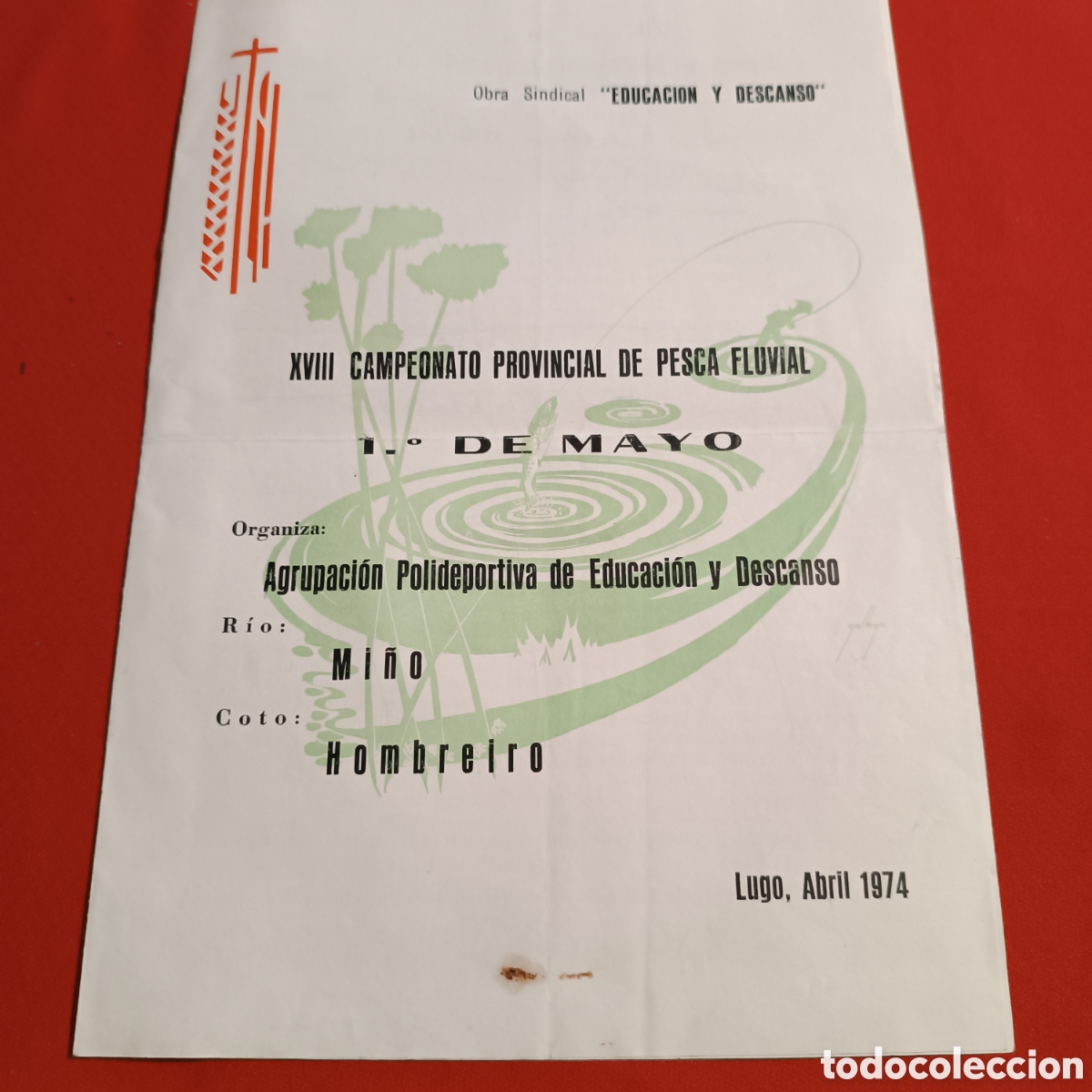 Travel Brochures: LUGO, FOLLETO XVIII CAMPEONATO PROVINCIAL DE PESCA FLUVIAL1974