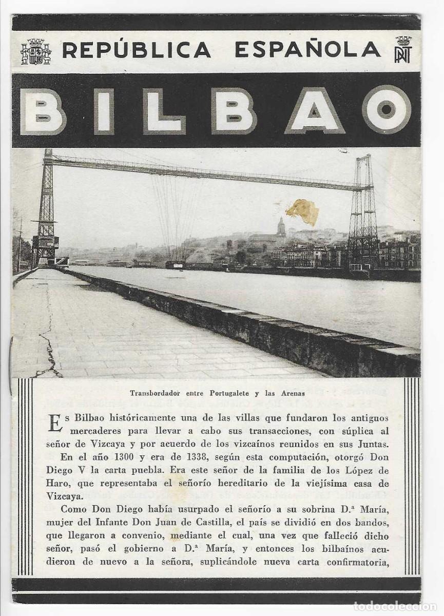 Brochures de tourisme: BILBAO.- PATRONATO NACIONAL D TURISMO- REPUBLICA ESPA&Ntilde;OLA- 4 HOJAS.- VER FOTOS
