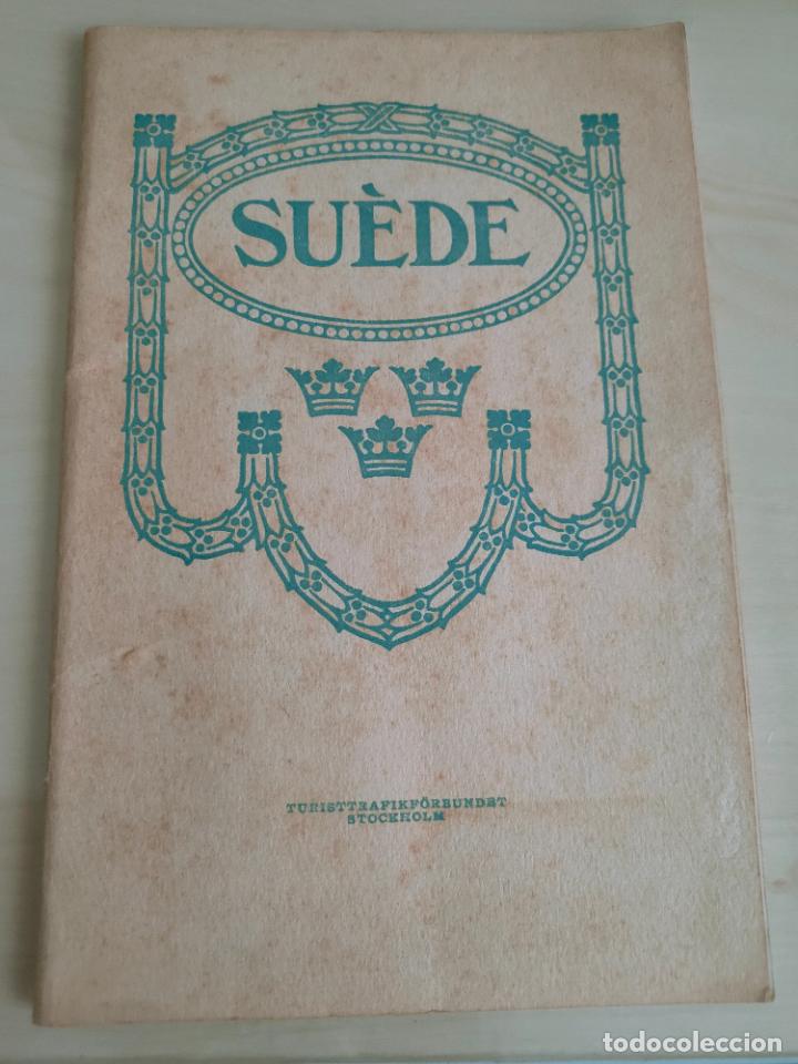 Folhetos de turismo: Folleto de Suecia. Guia manuel des Voyages en Suede. Stockholm 1908. Incluye mapa.