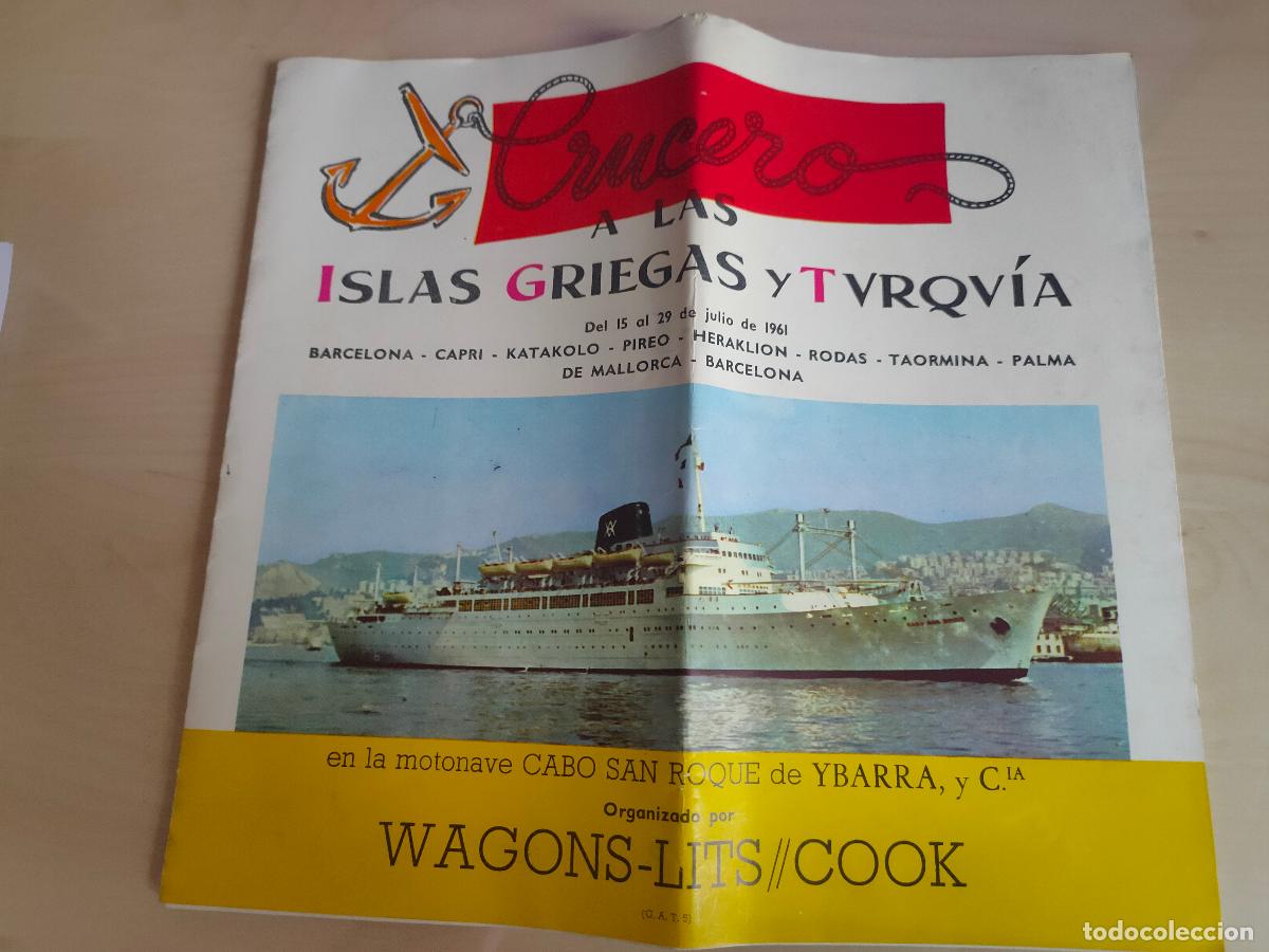 Tourismusbrosch&uuml;ren: Crucero a las Islas Griegas y Turquia. 1961. Cabo San Roque. Wagons - Lits Cook