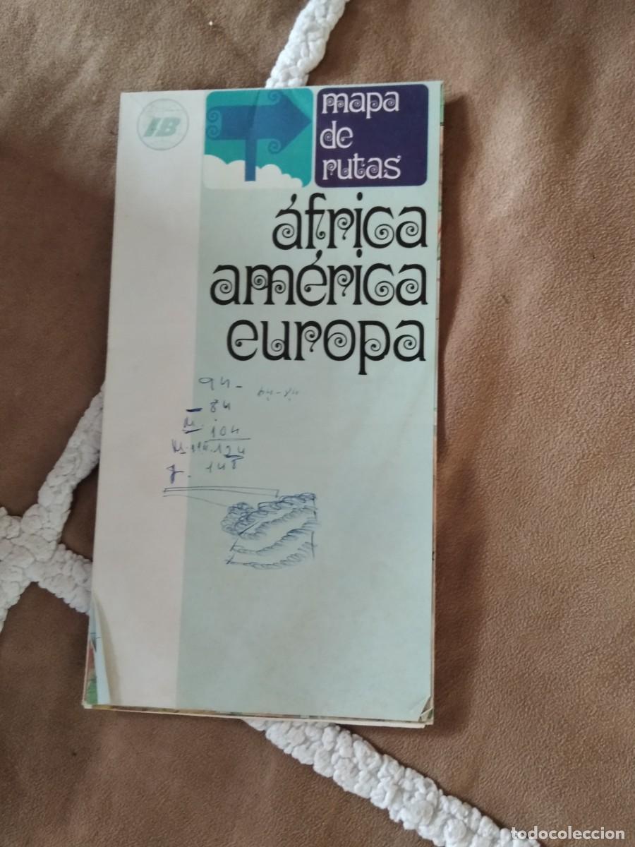 Brochures de tourisme: Antiguo mapa de rutas Aerol&iacute;neas Espa&ntilde;a &Aacute;frica Am&eacute;rica Europa Gu&iacute;a Tur&iacute;stica