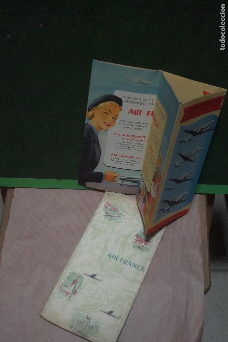 Travel Brochures: AIR FRANCE FOLLETO-MAPAMUNDI en acordeon.