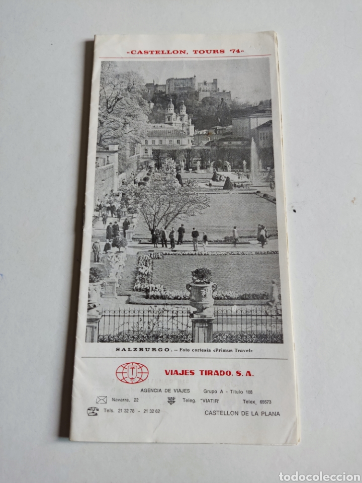 Folletos de turismo: Folleto tur&iacute;stico viajes tirado, Castell&oacute;n tours 1974