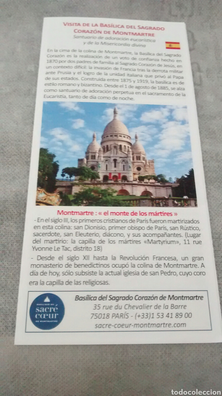 Tourismusbrosch&uuml;ren: VISITA DE LA BASILICA DEL SAGRADO CORAZON DE MONTMARTRE (A1)