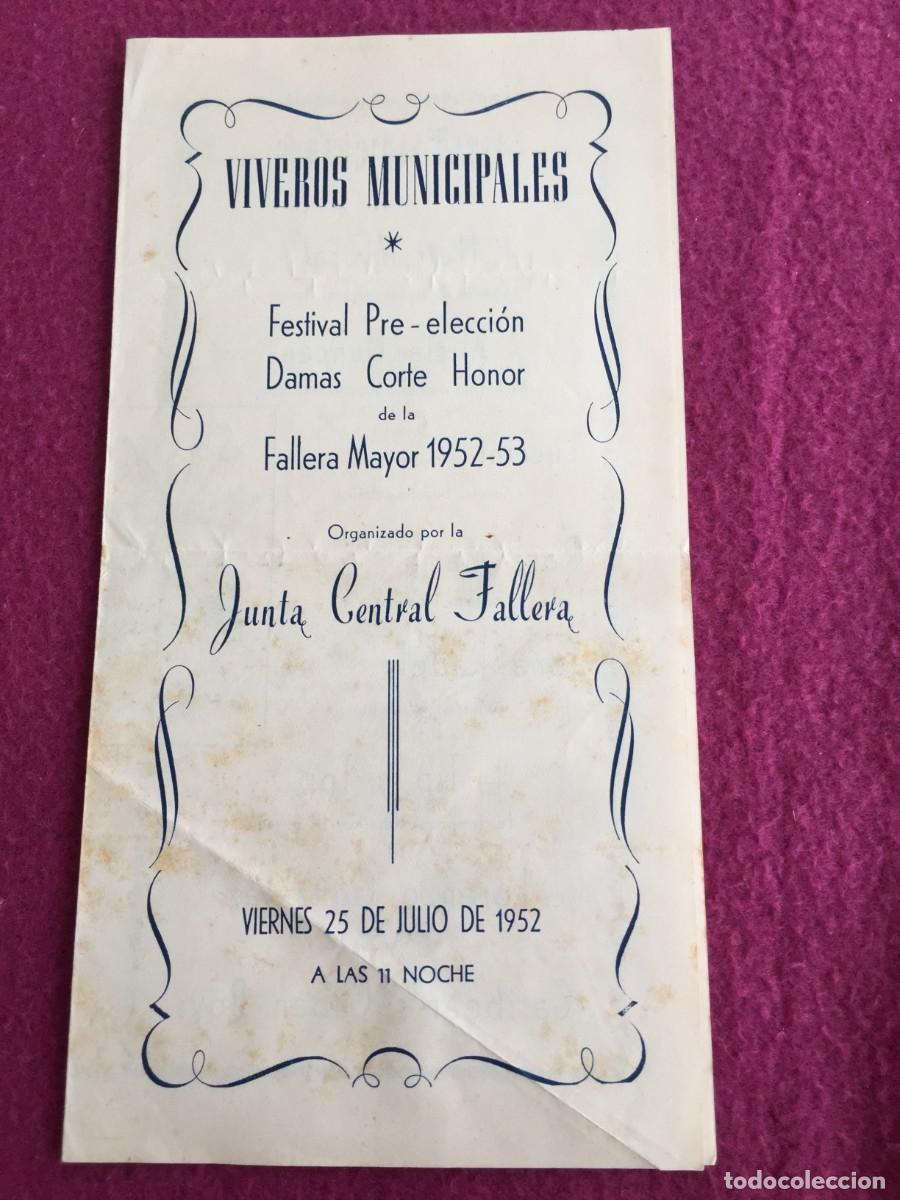 Travel Brochures: VIVEROS MUNICIPALES - ELECCION DAMAS CORTE DE HONOR DE LA FALLERA MAYOR 1952-53 - FALLAS DE VALENCIA
