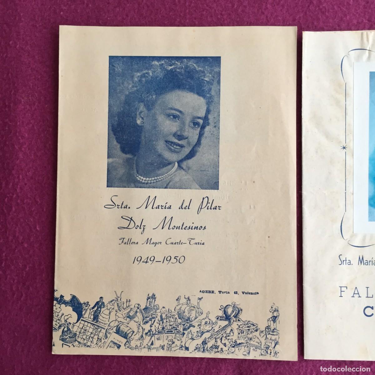 Folletos de turismo: 2 PROGRAMAS FALLA CUARTE - TURIA - FALLERA MAYOR --- 1948-49 y 1949-50 - FALLAS VALENCIA - Foto 2