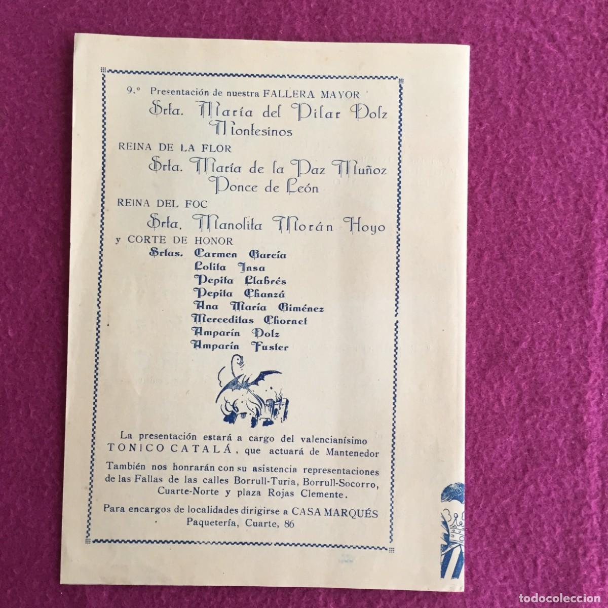 Folletos de turismo: 2 PROGRAMAS FALLA CUARTE - TURIA - FALLERA MAYOR --- 1948-49 y 1949-50 - FALLAS VALENCIA - Foto 6