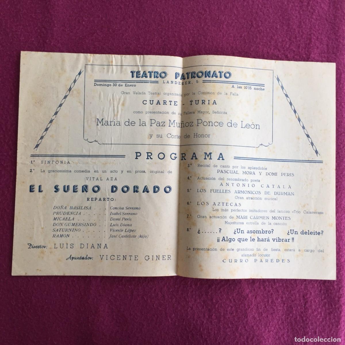 Folletos de turismo: 2 PROGRAMAS FALLA CUARTE - TURIA - FALLERA MAYOR --- 1948-49 y 1949-50 - FALLAS VALENCIA - Foto 8