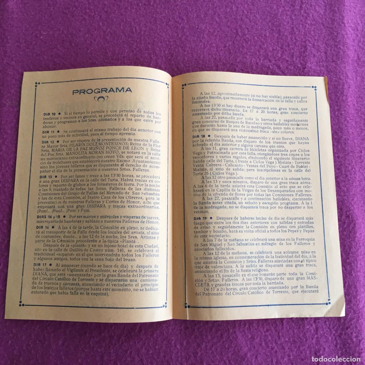 Folletos de turismo: PROGRAMAS DE FESTEJOS FALLA CUARTE - TURIA - FESTEJOS --- 1950 - FALLAS VALENCIA - Foto 2