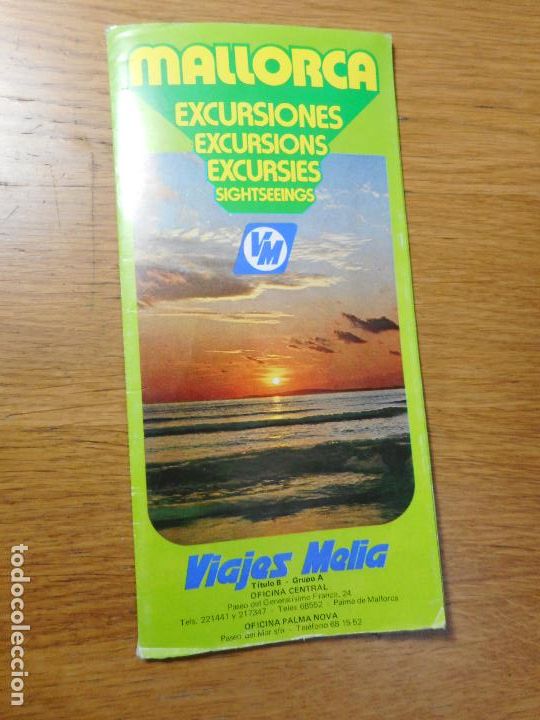 Folhetos de turismo: ANTIGUO FOLLETO TURISMO VIAJES MELIA EXCURSIONES MALLORCA 1977