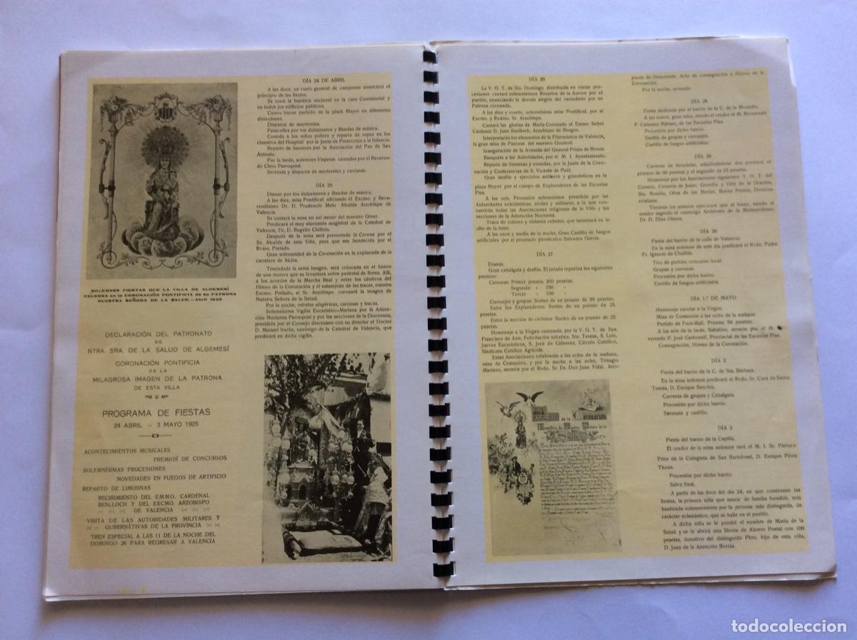 Folletos de turismo: PROGRAMA LIBRO CINQUANTENARI CORONACI&Oacute; VERGE DE LA SALUT 1925 1975 ALGEMES&Iacute; VALENCIA - Foto 9