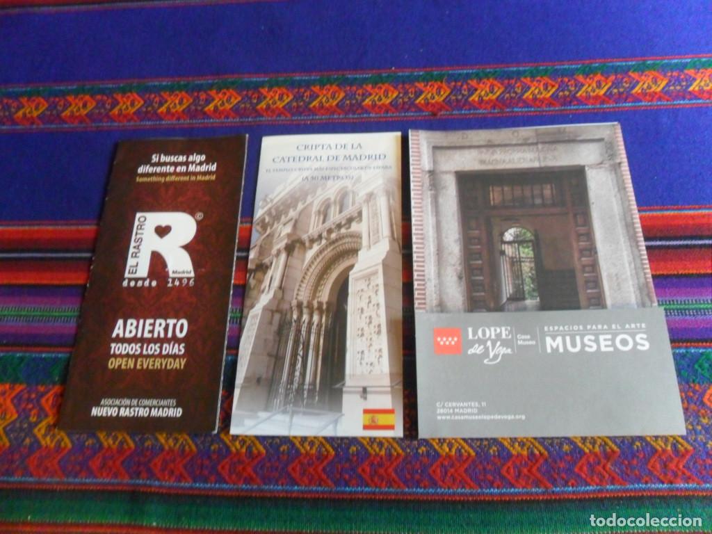 Folletos de turismo: FOLLETO CASA MUSEO LOPE DE VEGA, CRIPTA DE LA CATEDRAL DE MADRID Y EL RASTRO. BUEN ESTADO.