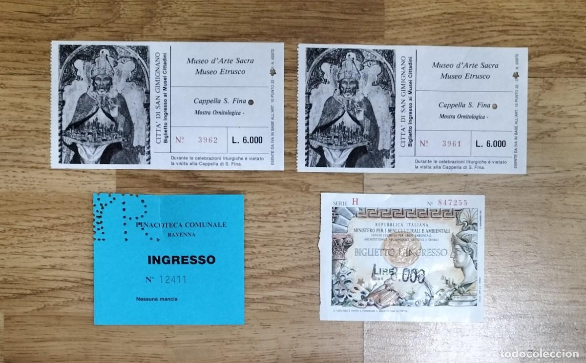 Tourismusbrosch&uuml;ren: LOTE DE 4 ENTRADAS A MUSEOS DE ITALIA: D'ARTE SACRA, COMUNALE DE RAVENNA, ZECCA DELLO STATO...