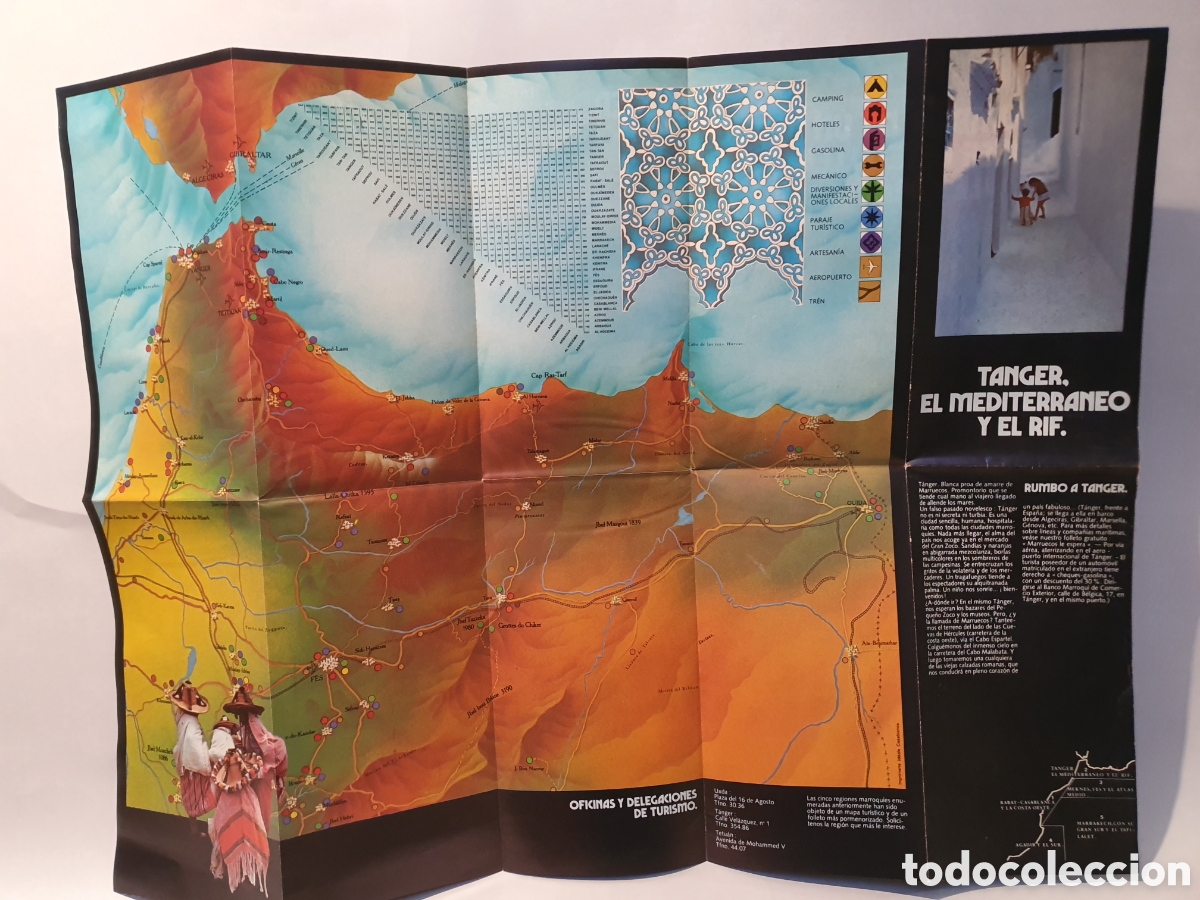 Travel Brochures: TANGER EL MEDITERRANEO Y EL RIF. PUBLICIDAD TURISTICA A&Ntilde;OS 70.