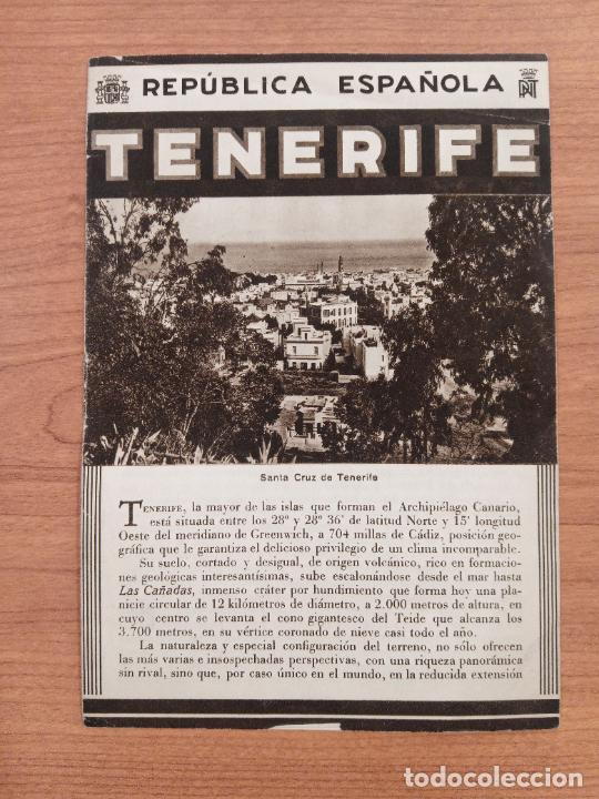 Foglietti di turismo: FOLLETO DE TURISMO. TENERIFE. PATRONATO NACIONAL DE TURISMO. REPUBLICA ESPA&Ntilde;OLA