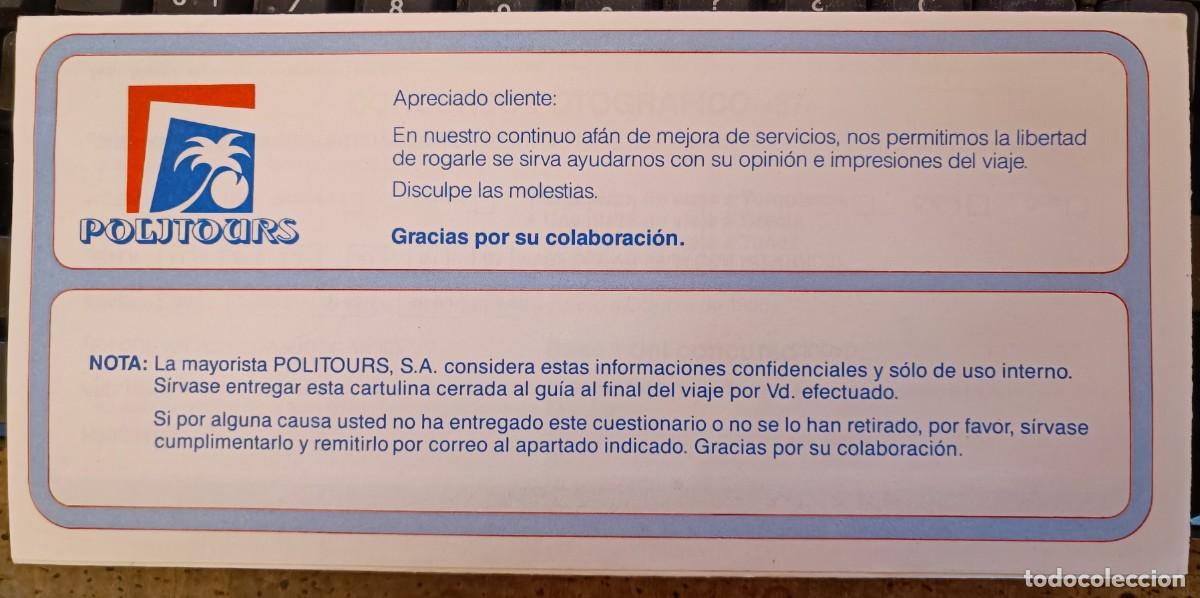 Tourismusbrosch&uuml;ren: Politours encuesta calidad 1987