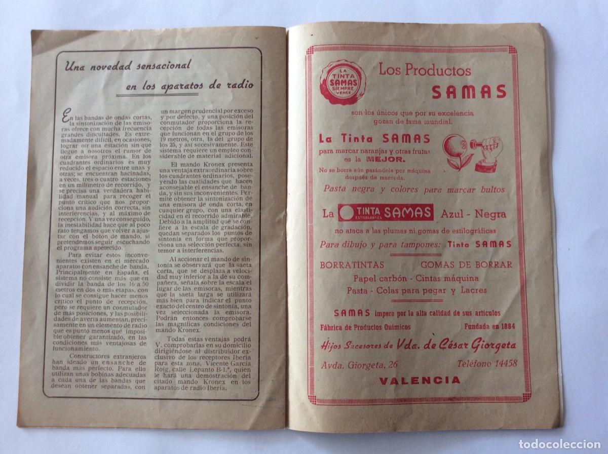 Folletos de turismo: PROGRAMA FERIA Y FIESTAS JUNIO 1947 ALGEMES&Iacute; VALENCIA. - Foto 7