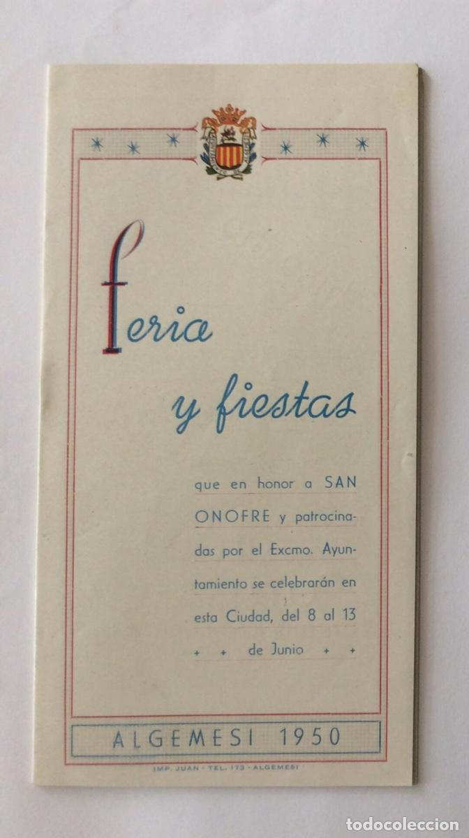 Tourismusbrosch&uuml;ren: PROGRAMA FERIA Y FIESTAS SAN ONOFRE JUNIO 1950 ALGEMES&Iacute; VALENCIA