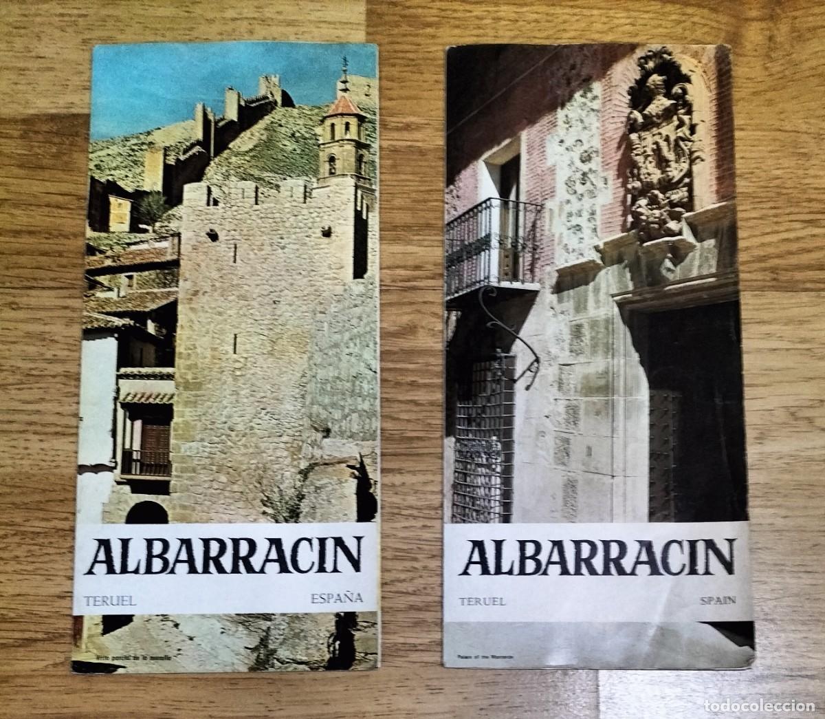 Tourismusbrosch&uuml;ren: 2 FOLLETOS DE ALBARRAC&Iacute;N (TERUEL), A&Ntilde;OS 70, TR&Iacute;PTICO, CASTELLANO E INGL&Eacute;S