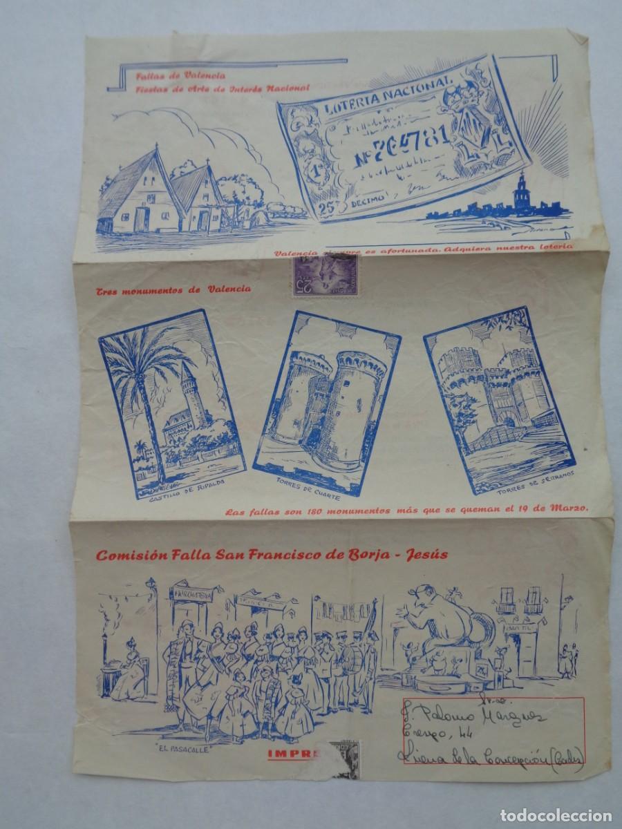Tourismusbrosch&uuml;ren: FALLAS DE VALENCIA - COMISION FALLA SAN FRANCISCO DE BORJA - JESUS: CARTA OFRECIENDO LOTERIA 1966