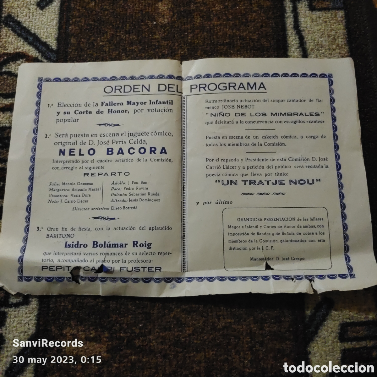 Folletos de turismo: COMISI&Oacute;N FALLA MOLINELL-ALBORAYA 1962 - Foto 2