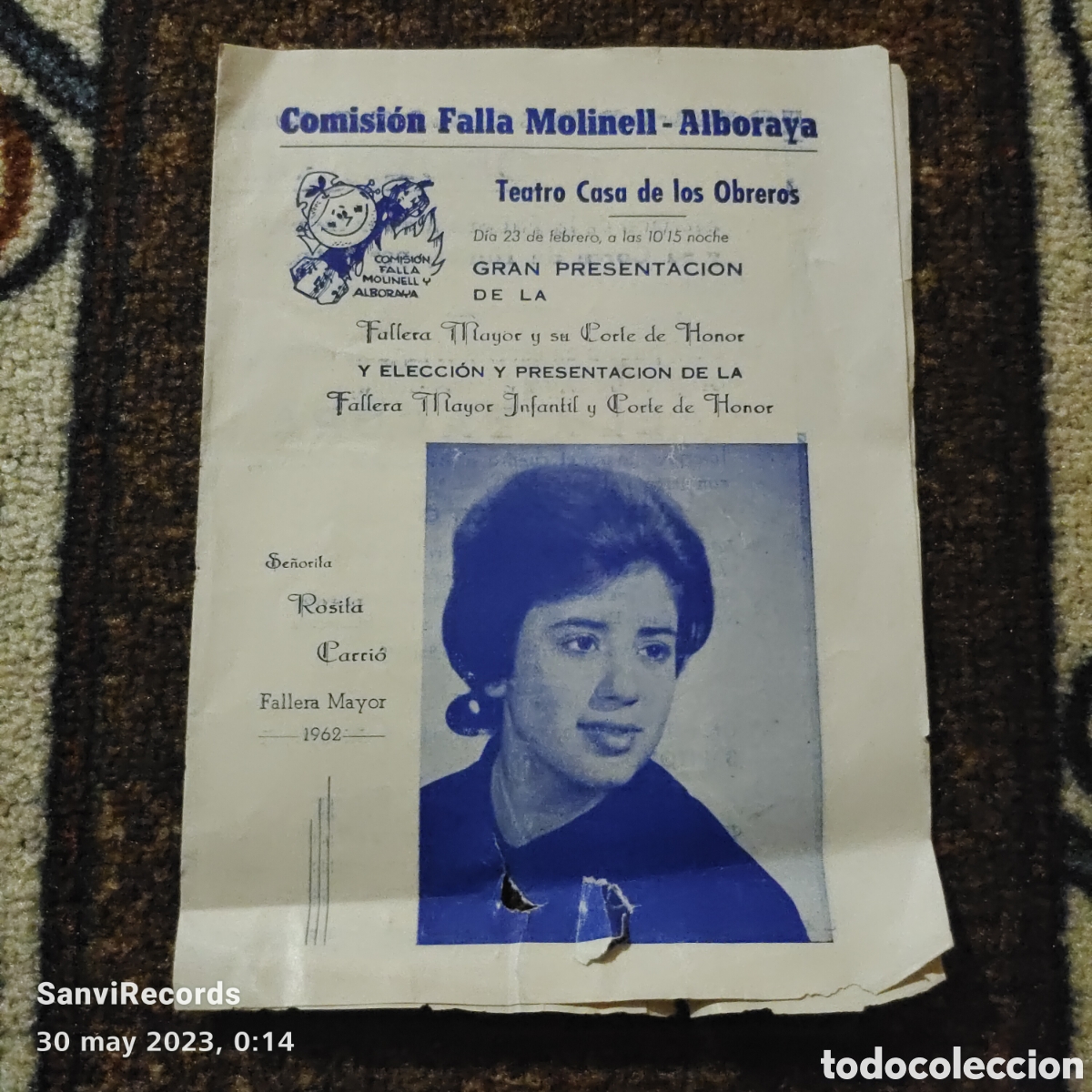 Folletos de turismo: COMISI&Oacute;N FALLA MOLINELL-ALBORAYA 1962 - Foto 1