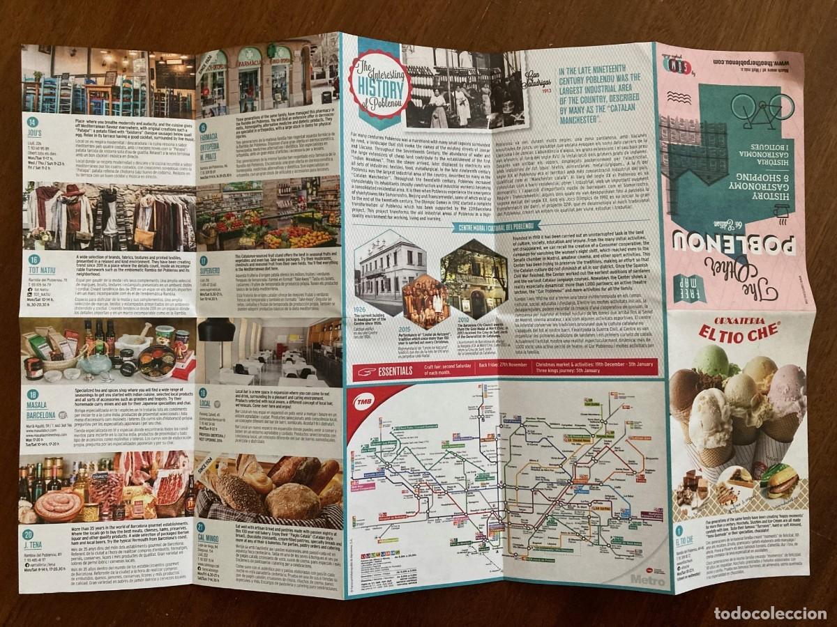 Travel Brochures: Lote 2 mapas gu&iacute;as barrio Poblenou Barcelona
