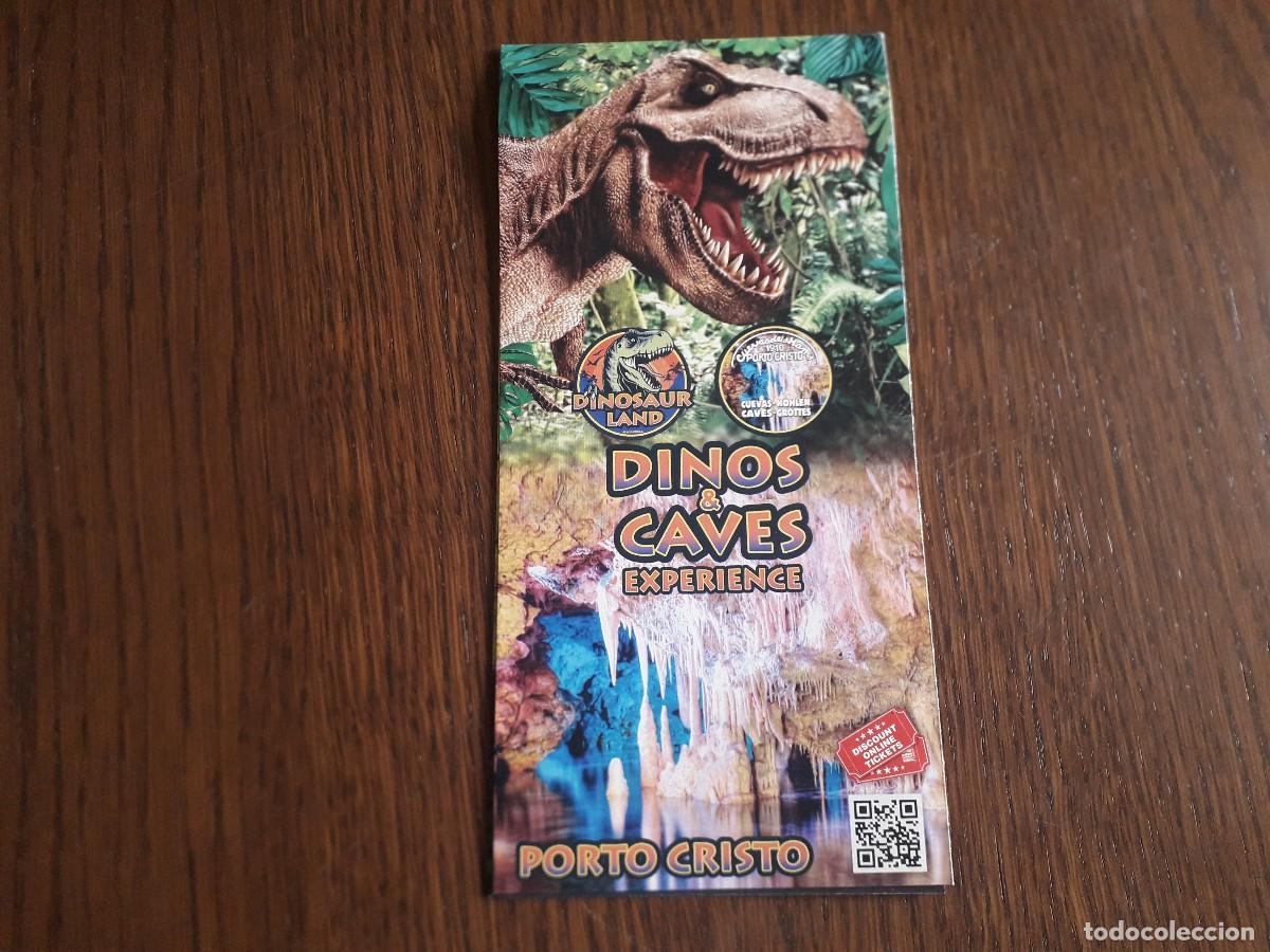 Folletos de turismo: folleto de publicidad, Dinosaur Land, Dinosaurios y cuevas, Porto Cristo, Mallorca.